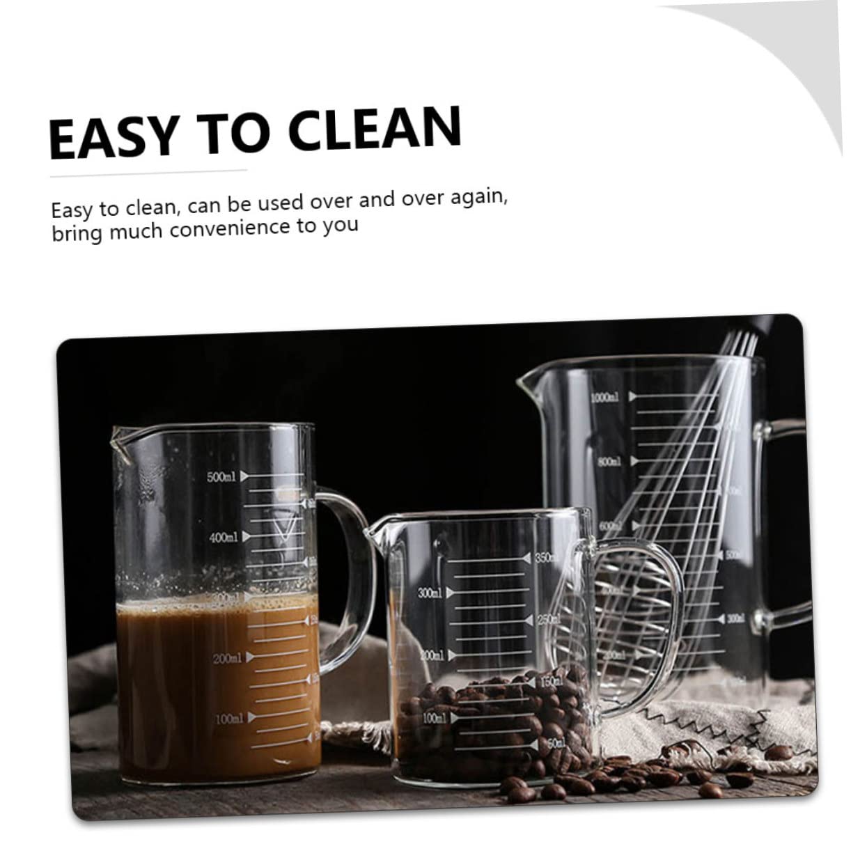 PRETYZOOM 3pièces Tasses à Mesurer Verre Résistant Chaleur Pour Cuisine Et Pâtisserie Pour Lait Jus Et Autres Liquides