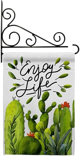 Breeze Decor Cactus Life - Juego de bandera de jardín, soporte de pared regional del suroeste del desierto, suculentas, área particular, decoración