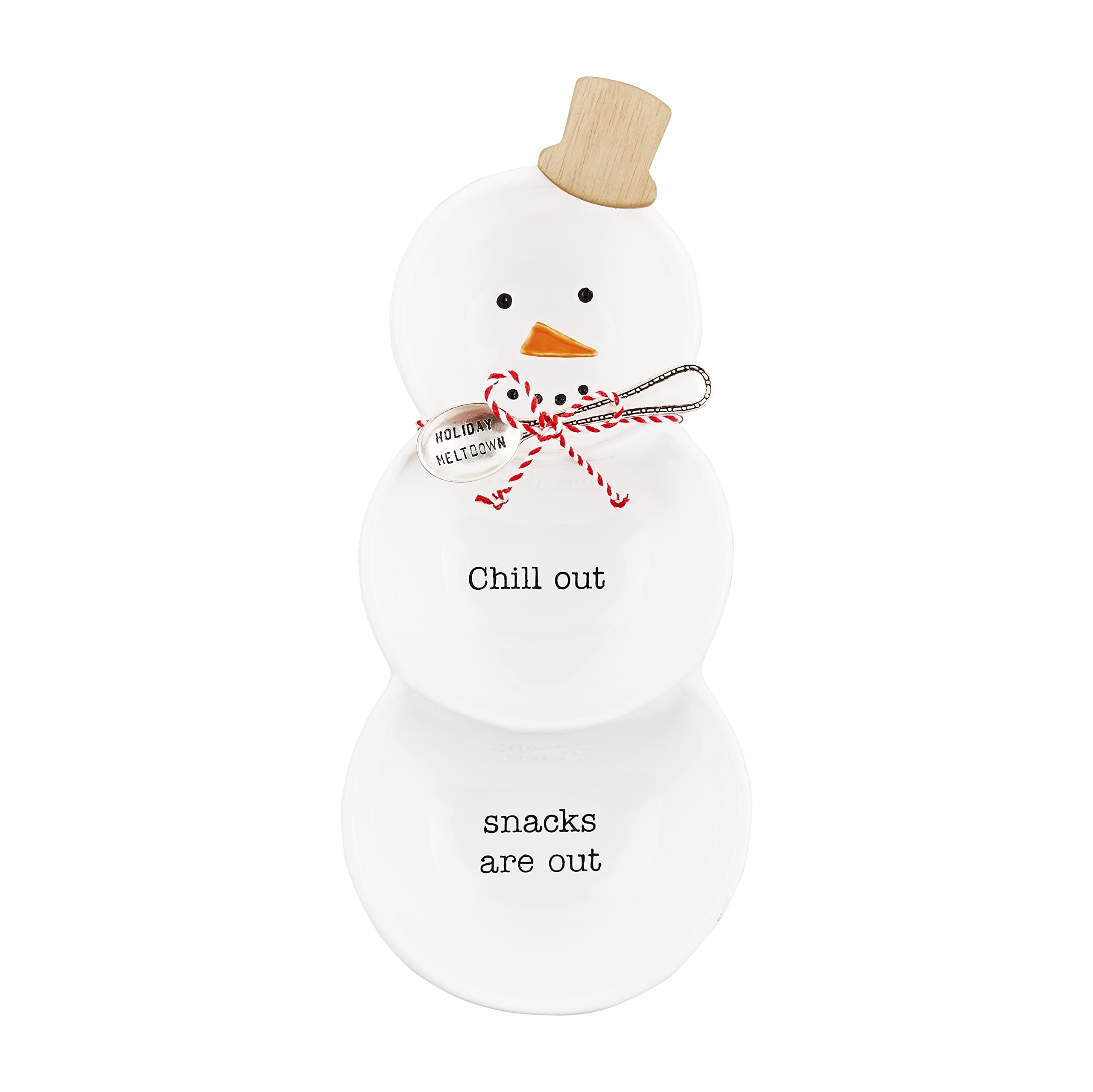 Mud Pie, White, SnowmanTriple Dip Serving Set, 10.75