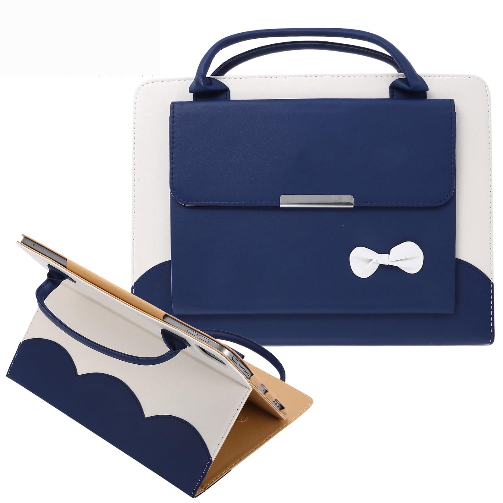 Handbag Case for iPad Pro 13" (M5/M4) 2025/2024, Air 13" M2 M3, iPad Pro 12.9-inch 2018-2022, Techcircle Cute Bowknot Pocket Wallet Design Folio Stand