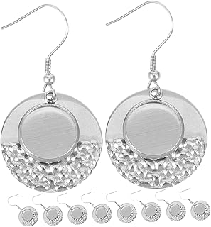 VILLCASE 10pcs Earrings Empty Bracket Pendant Retro Earrings Resin Jewelry Stainless Steel Tray Rhinestone Earring Stud Gem Pendant Tray Tibetan Style Earring Ear Hook Hanging Bezel Vintage