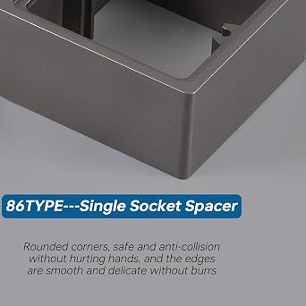 1 Gang Square Spacer 0.39IN/10MM Single Socket Spacer 1 Gang Surface Box Square Spacer Frame Grey Box Plate Single Socket Light Switch Surround Single Plug Socket with Screw, Pack of 2