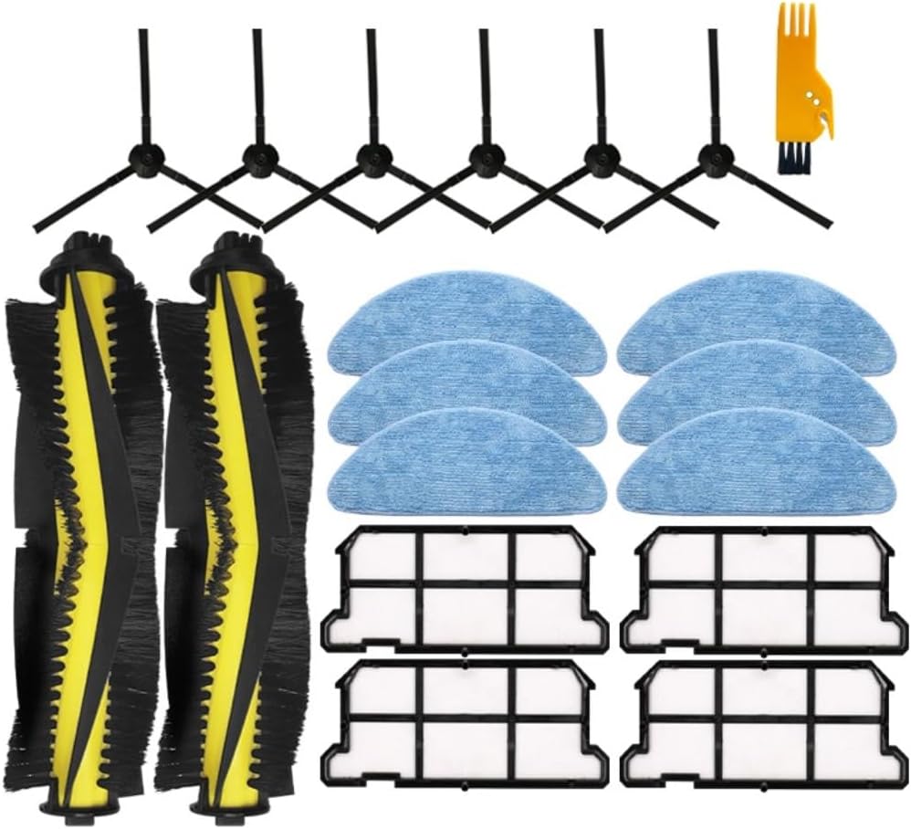 Replacement Main Brush Side Brush Strainer Filter Mop Cloth Compatible with ILife V7 / V7s / V7s Pro V7s Plus Robot Vacuum Cleaner Accessory (SET 3)