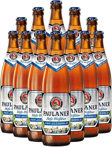 Paulaner Alcohol free Hefe-Weissbier 500ml Bottles 0.0% ABV (24 Pack) - Alcohol Free Beer Gifts for Men and Women, Beer Gift Set, Birthday Beer, Craft Beer Gift Set, Lager Gift Set, World Beers