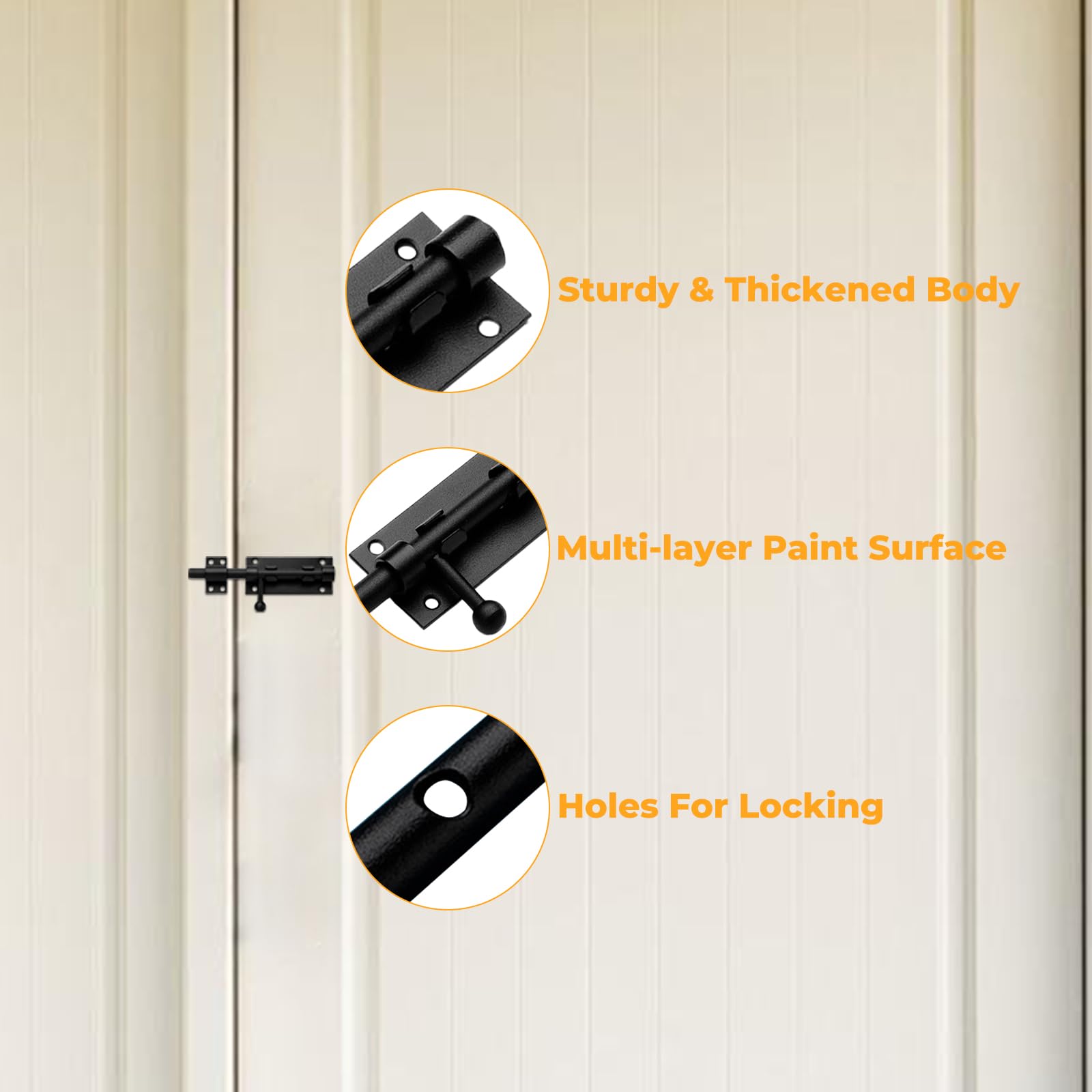 Thickened Gate Latch, 304 Stainless Steel Gate Lock, 8” 12 Door Latch with Lock Hole Pin - Image 4