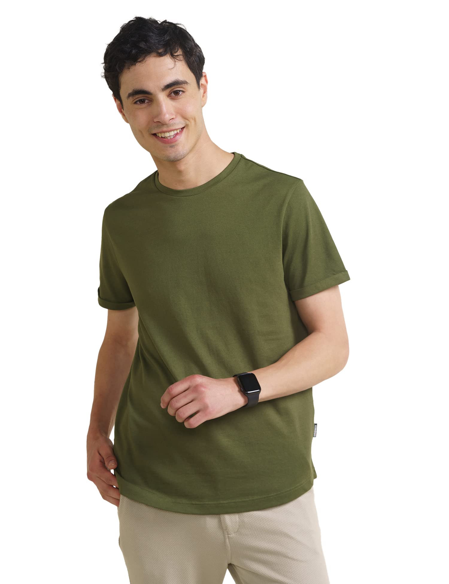DAMENSCH Men's Constant Tonal Ribbed Crew Neck Pique T-Shirt