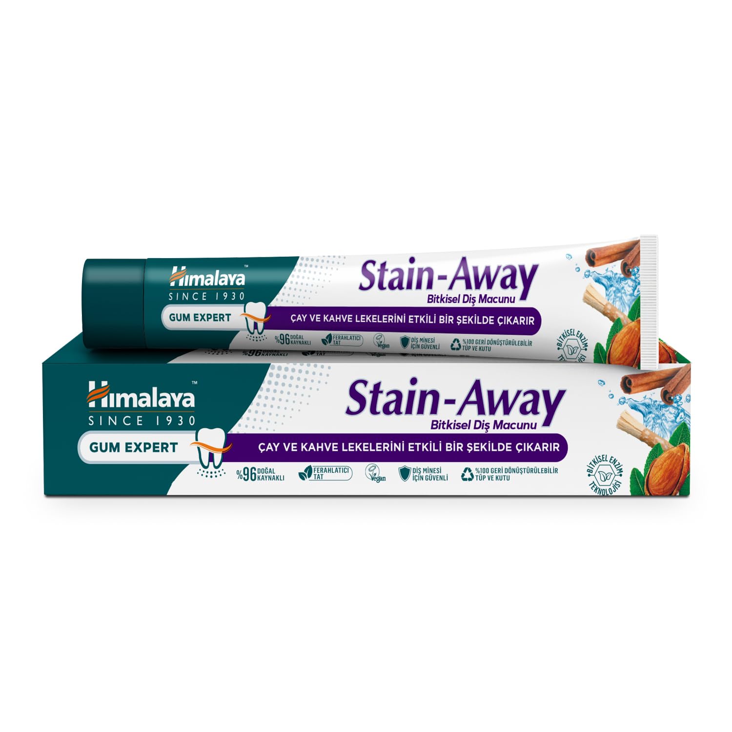 Himalaya Leke Karşıtı Bitkisel Diş Macunu, Florürsüz, Parabensiz, Vejeteryan, Leke Çıkartıcı, Bitkisel Enzim Teknolojisi, 75 ml