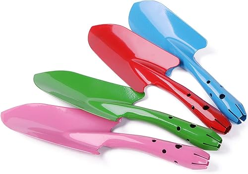 Miniatura 9 de Ymeibe Palas de mano para niños, 11 pulgadas, pala de mano para jardín, juego de pala de playa con recubrimiento en polvo, palas de césped para uso