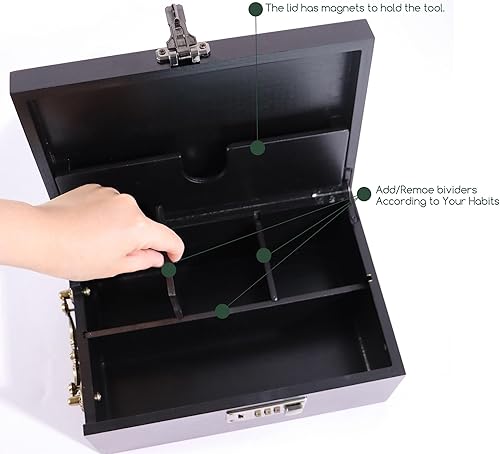 Miniatura 4 de Caja grande de bambú con cerradura de combinación, cerradura de caja de almacenamiento decorativa para el hogar, mejorada con asa, 3 tarros