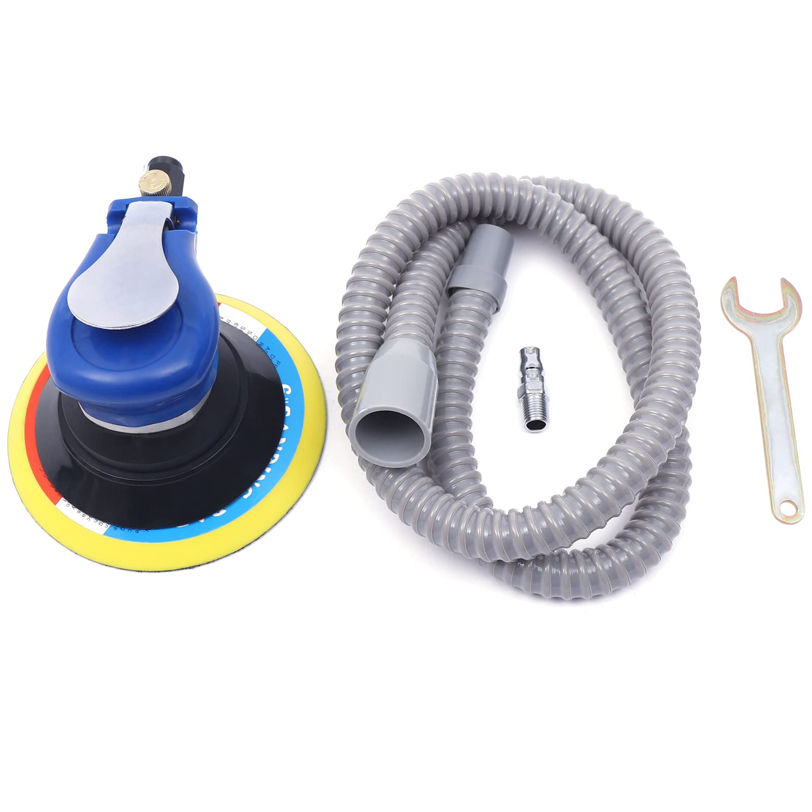 6 Inches Air Random Orbital Sander, 10000 RPM Heavy Duty Pneumatic Palm Sander, Speed Adjustable Grinding Sanding Action Pneumatic Palm, Orbit Air Sanders for Wood Polisher Metal