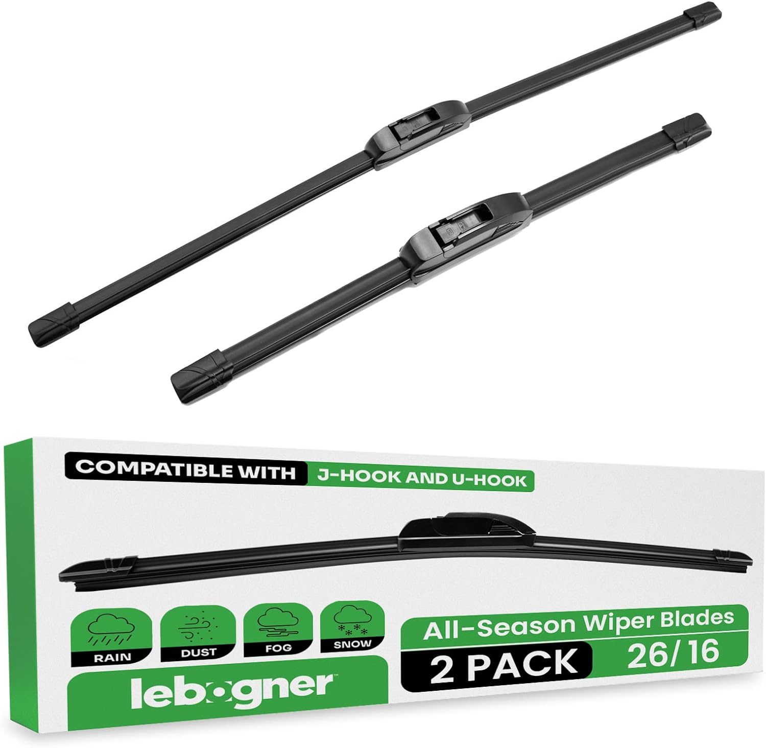 lebogner Wiper Blades 26 Inch + 16 Inch Pack of 2 AllSeasons