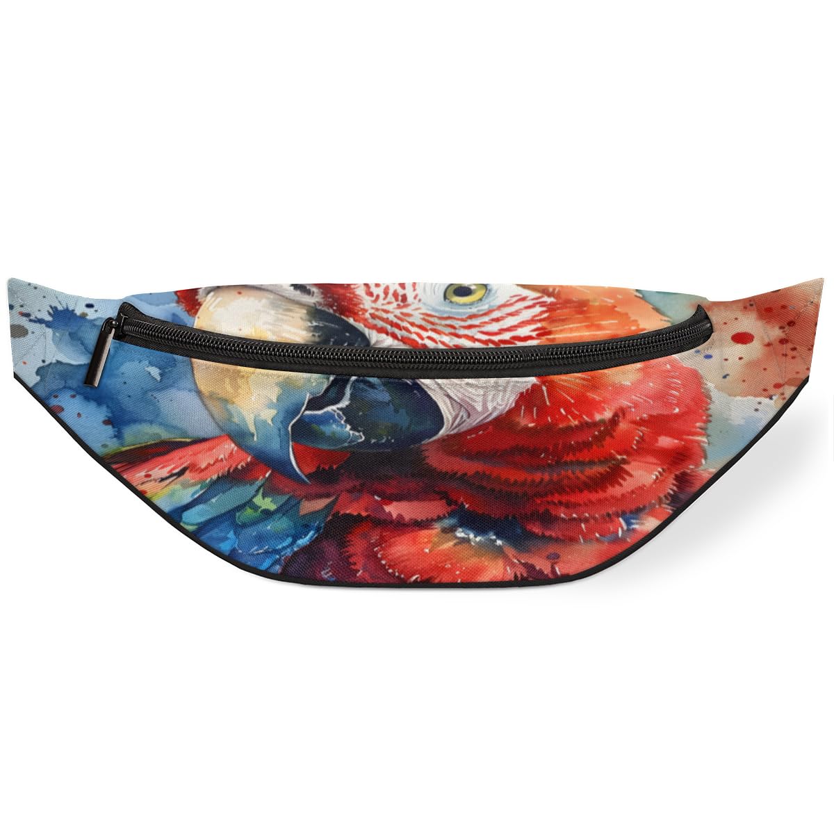 Watercolour Parrot Fanny Pack for Women Men Waist Pack Crossbody Bag with Adjustable Belt for Travel Hiking Running Cycling Festivals