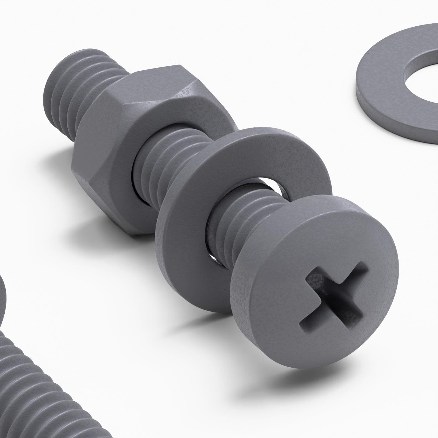 Caterpillar Red Grey 20 X Pan Head Screws Polypropylene (Pp) Plastic Nuts And Bolts, Washers, M4x20mm, Anti-Corrosion, Chemical Resistant, Electrical Insulator, Gray