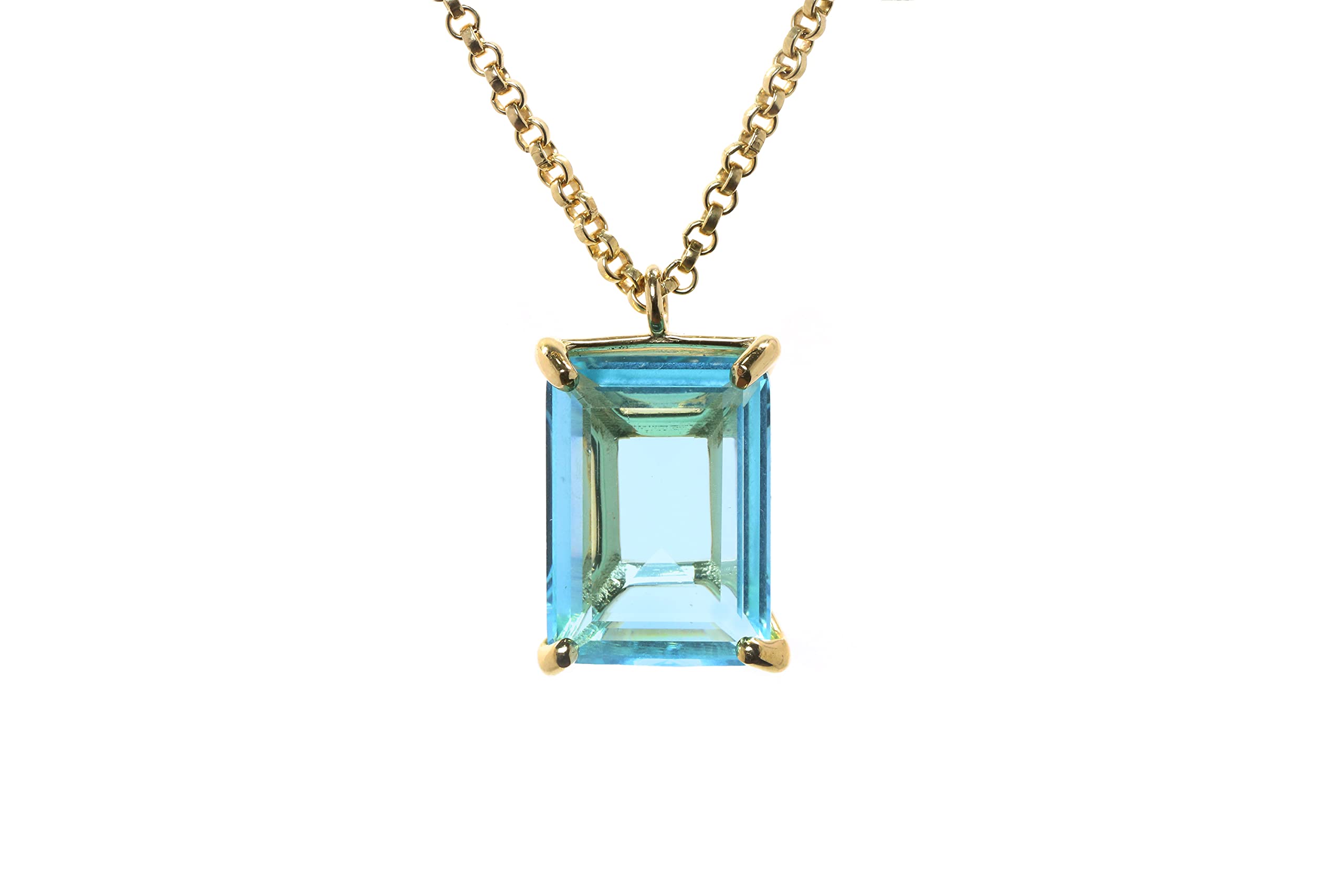 Anemone Rechteck Topas Halskette - Statement Edelstein Anhänger Rose Gold Halskette - Handgefertigter Edelstein Feiner Schmuck für Frauen - Geburtsstein Geschenk Halskette - mit Ausgefallen Box