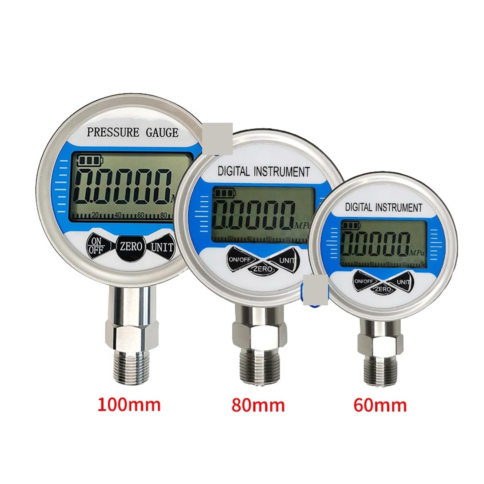 Manómetro digital de barra inalámbrica Mpa Psi, manómetro presión agua, combustible líquido, aire, 100Mpa, baja,Alta precisión(80mm dial diameter,0-2.5Mpa)