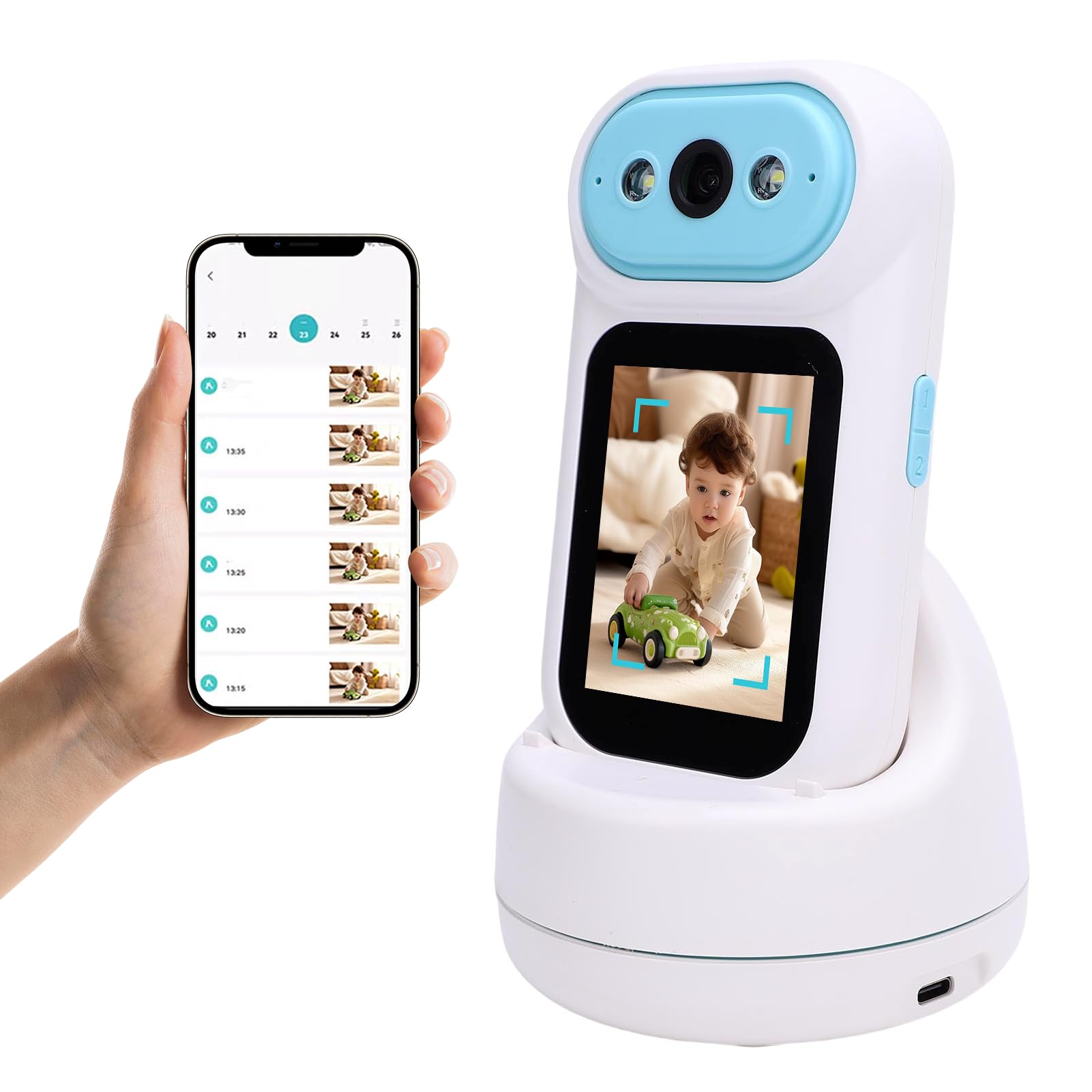 Dwukierunkowa Kamera Wideo, 2,4G Wi -Fi, 5MP, Ekran 2,8 Cala, Wykrywanie Człowieka, Wbudowana w kartę Pamięci 32 GB, z aplikacją telefoniczną, dla Dziecka/starszego/niania