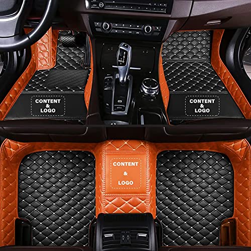 TOBILE Custom Automotive Car Floor Mats for 99.99% Sedan SUV Sports Car Men Women Protection Full Coverage Pads Anti-Slip Leather Floor Lining (Black+Orange)