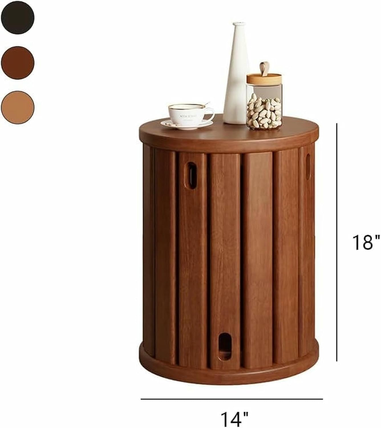 Wooden Round Stackable Stools and Side Tables Set of 4 Multi Purpose for Home Office Bar Light Brown