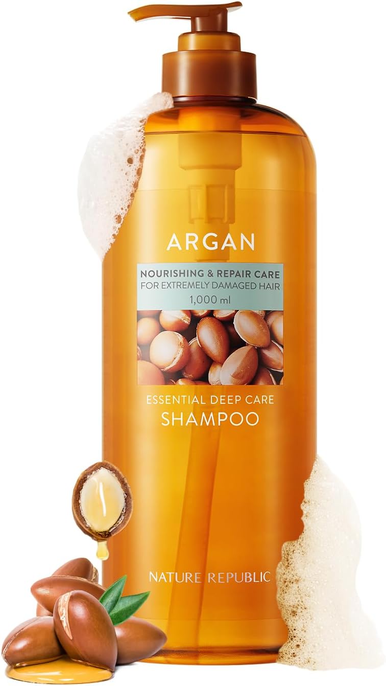 Argan Essential Deep Care Shampoo 1,000ml / 33.8 Fl Oz | For Extremely Damaged Hair | Nourishing | Hydrating | Repair Care | Silky Soft Hair | All Types of Hair|