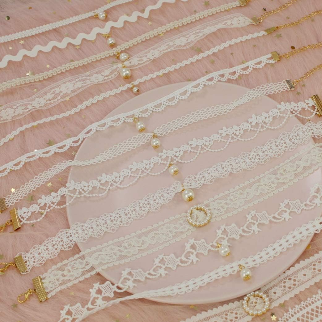 Choker チョーカー セット レース ホワイト ショートネックレス パール お姫様 首輪 鎖骨 かわいい エレガント ロリータ レトロ セクシー 欧米風 貴族 宫廷風 結婚式 アクセサリー おしゃれ 花嫁 流行に