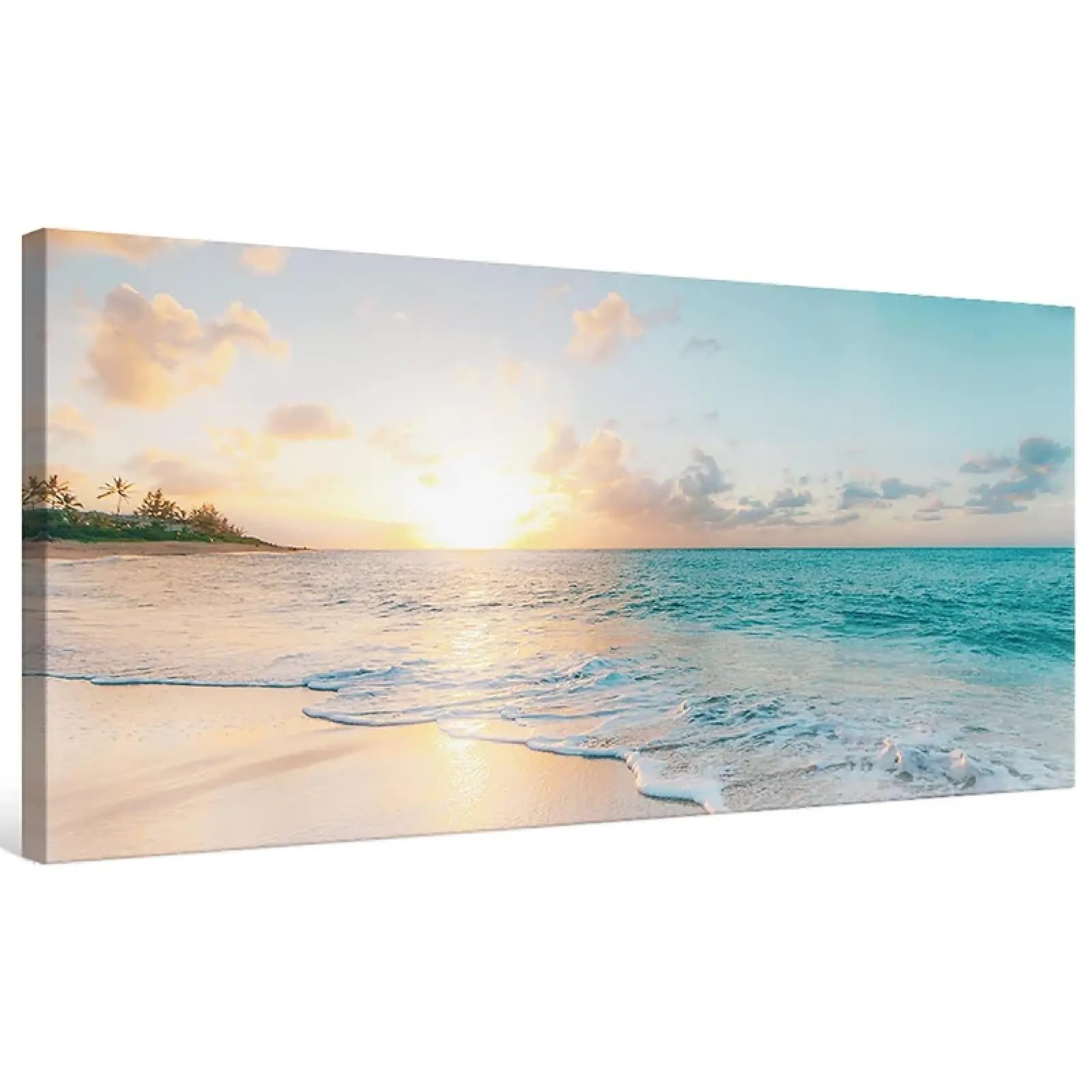 Toile murale plage coucher de soleil 40x80 cm déco salon