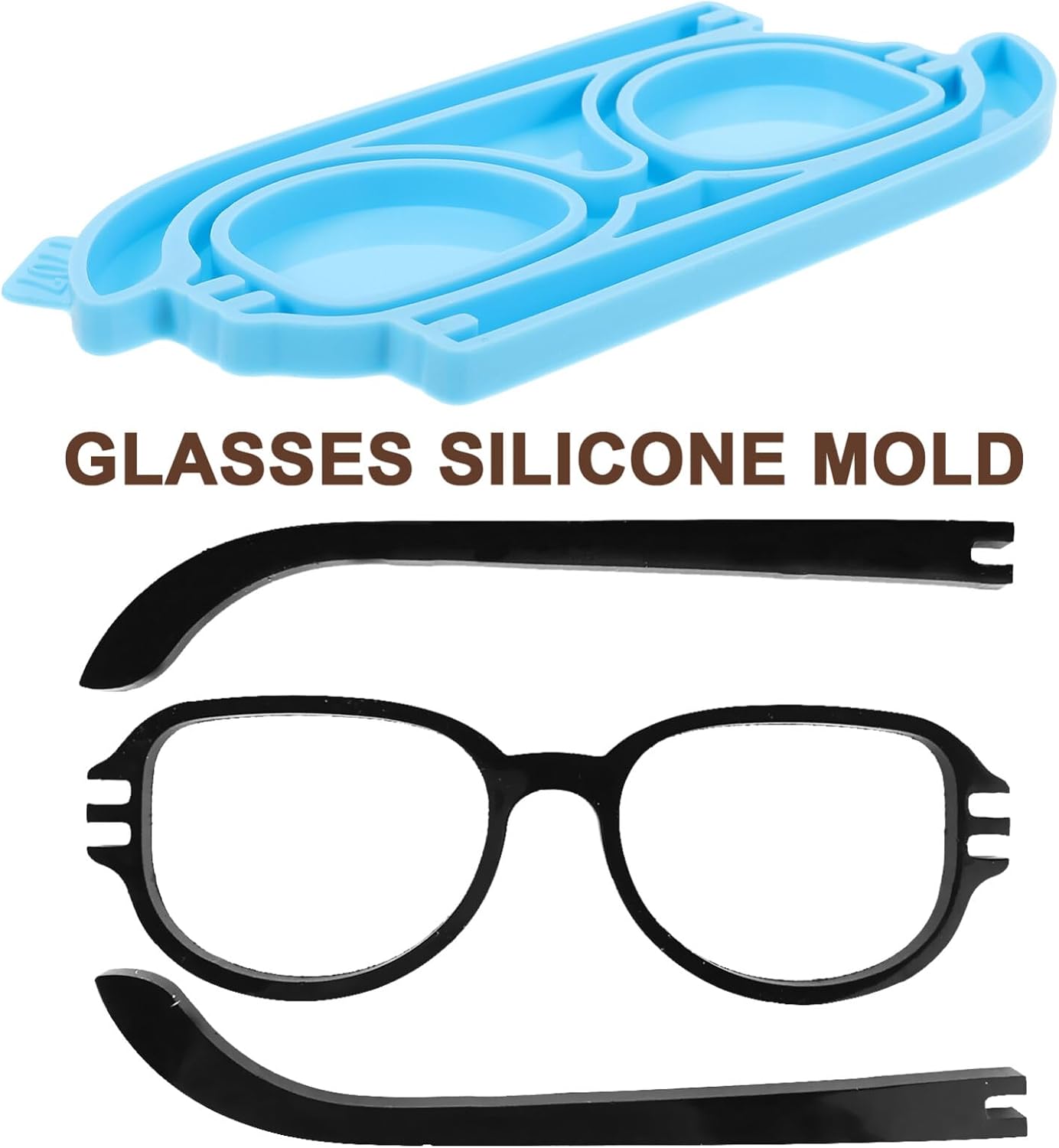 VILLCASE Eyeglasses Shaped Epoxy Resin Mold Flexible Silicone Mold for DIY Crafts and Jewelry Making 6.29X2.67X0.27 Inch