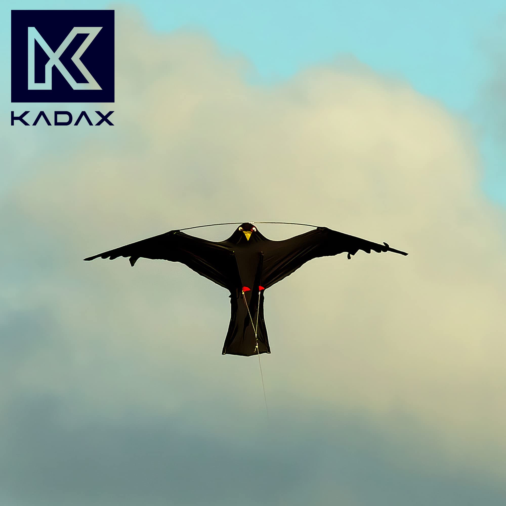 KADAX Falkendrachen, 116x80cm Vogelvertreiber mit Stahlwirbel, Vogelscheuche, Fliegender Drachen, Schädlingsbekämpfungsmittel, Vogelschutzdrachen