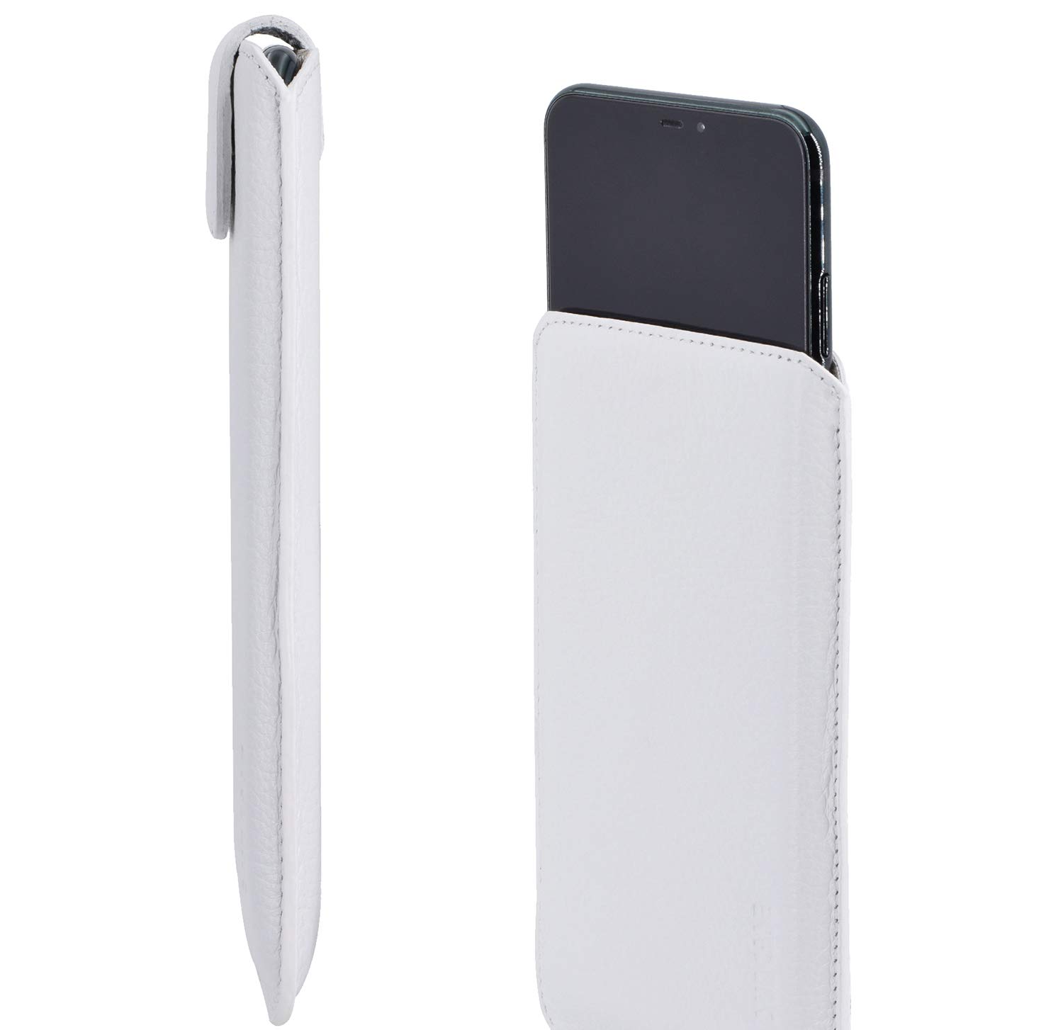 Suncase - Custodia in vera pelle compatibile con Oppo Reno 4 Lite, edizione sottile, con funzione di ritiro e chiusura magnetica, colore: Nero