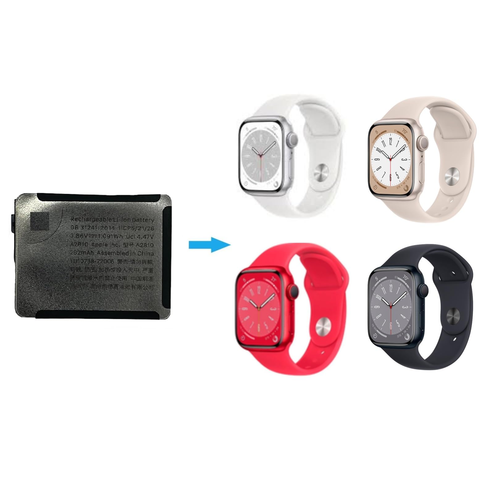 Amazon.com: TTIMORE A2810 Battery for Apple Watch Series 8 41mm 