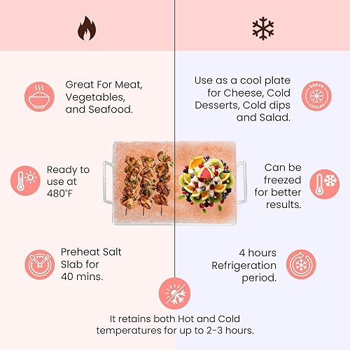 Miniatura 5 de POHS Bloque de sal del Himalaya para asar, asar, cocinar, barbacoa, losa de sal del Himalaya con soporte de acero inoxidable de alta calidad de 12 x