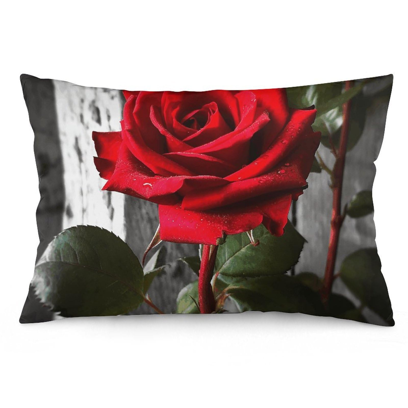 2 Pack Pillow Cases for Hair and Skin, Soft Breathable Pillow Case Covers with Hidden Zipper, Blooming Red Rose Pillowcase 12 "x20 Pillow Covers for Sleeping Gift