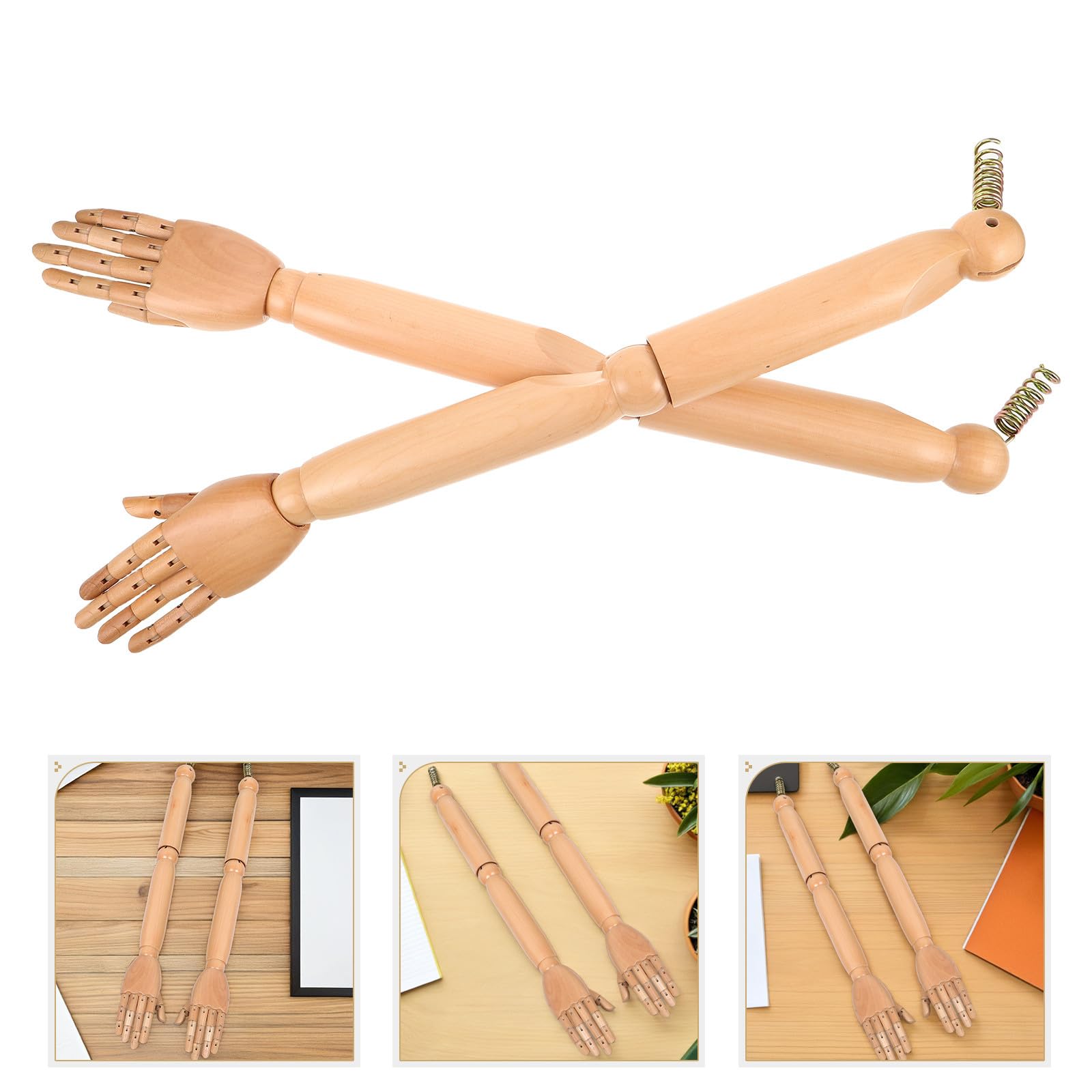 Healvian Bras de Mannequin en Bois Articulé avec Articulations Mobiles Modèle Réaliste Flexible en Bois Naturel Accessoire Polyvalent pour Marionnette Présentation Artistique et