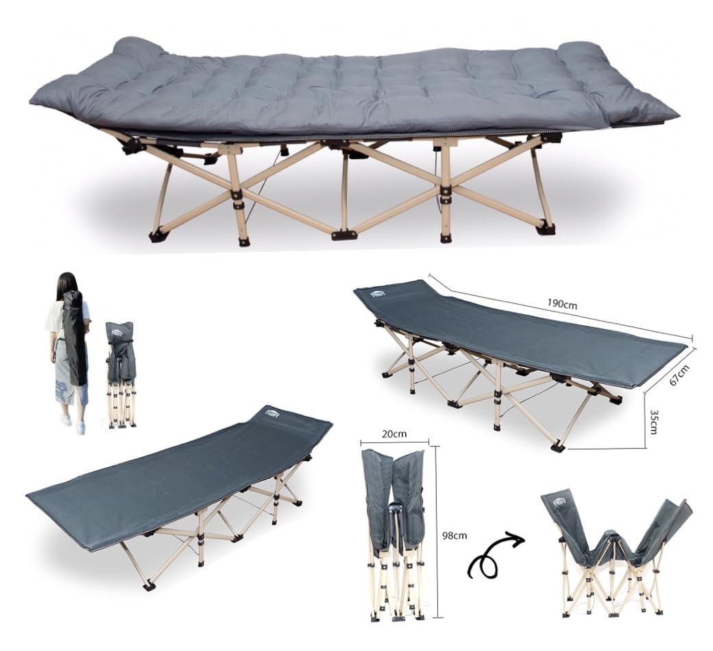 Hercules Heavy Duty Single Folding Camping Cot/Guest Bed With comfy Mattress + Bag