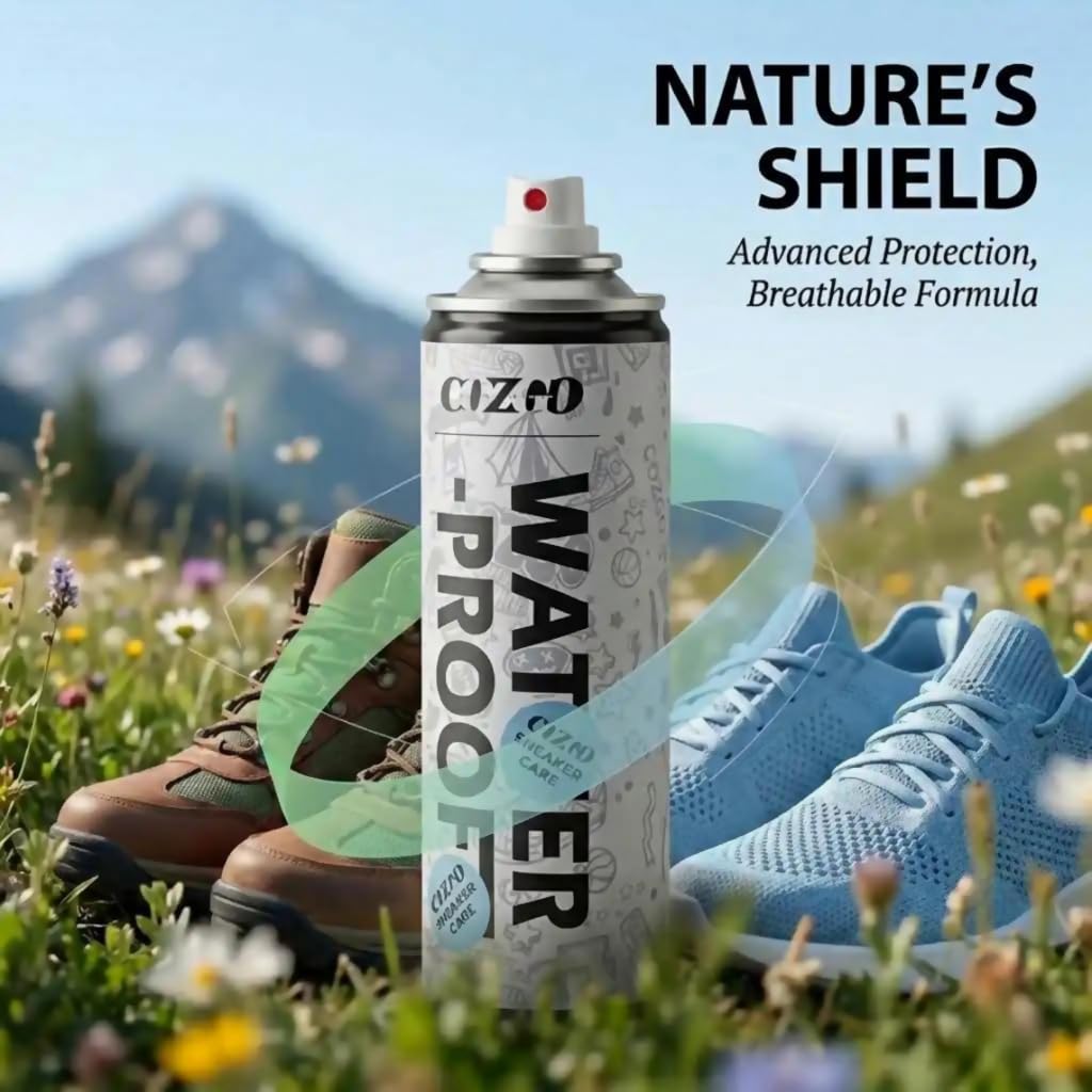 COZGO Protector de zapatos en aerosol, impermeable para lluvia y manchas, nano protección para tenis, gamuza, cuero, lona, nobuck, tela, nailon, protector para caza, senderismo, botas al aire libre,
