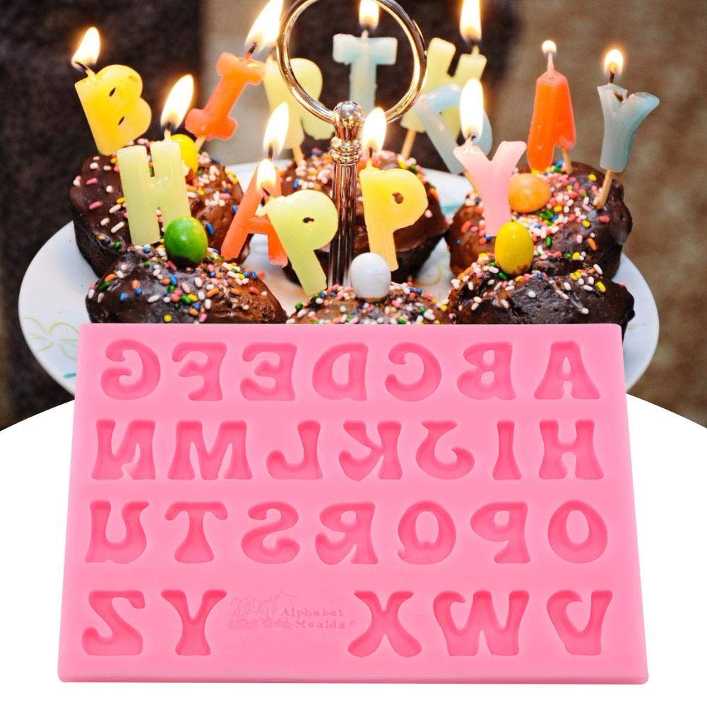 Letters Shape Silicone Cake Fondant Chocolate Molds Decorating Tool 3D Soap Chocolate Moulds DIY Pastry Number and Letter Shape Silicone Mold(Pink 13.00 * 11.00 * 1.00) - Image 3