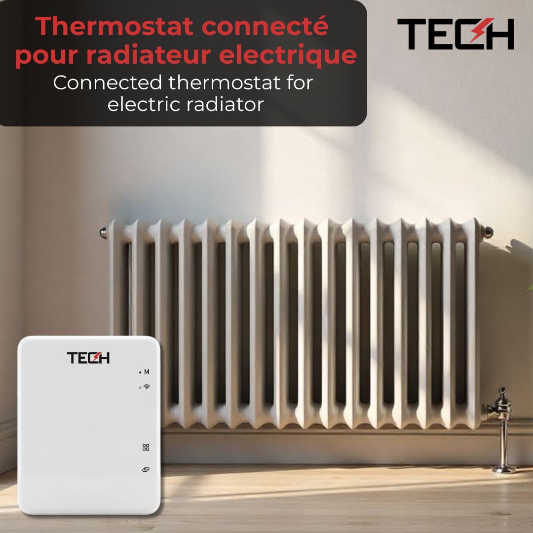 TECH Thermostat Connecté Zigbee WiFi pour Radiateur Électrique – Programmable, Contrôle à Distance, Compatible Assistant Vocal – Prime CEE BAR-TH-173