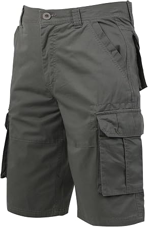 Mens Camo Cargo Relaxed Fit Outdoor Hiking Twill Multi Pockets Shorts