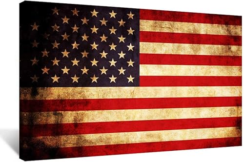 KREATIVE ARTS Lienzo envolvente de galería de gran tamaño con la bandera de Estados Unidos, arte de pared, símbolo de la nación honrada, cuadro