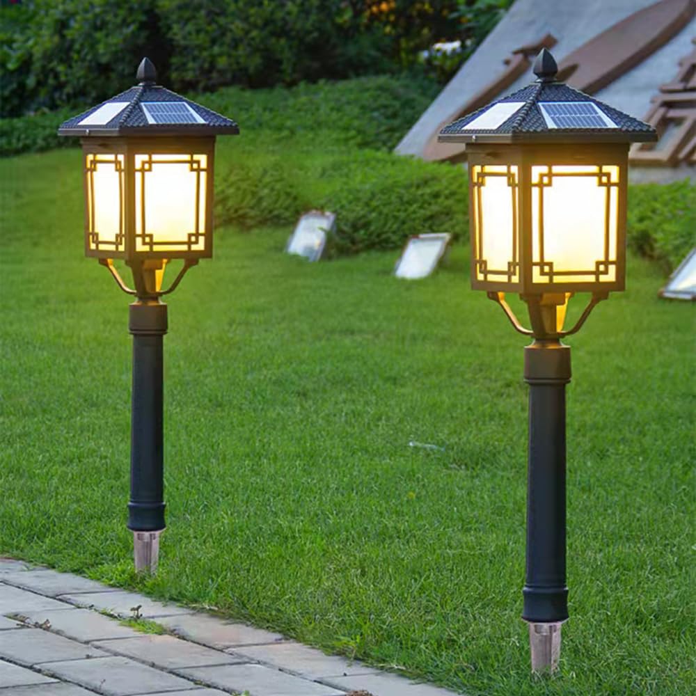 Lampada Solare da Giardino contemporanea, Impermeabile, Ideale per Ville, Giardini, Cortili e quartieri residenziali (Stile 9, Altezza 85 cm, 1 Pezzo).