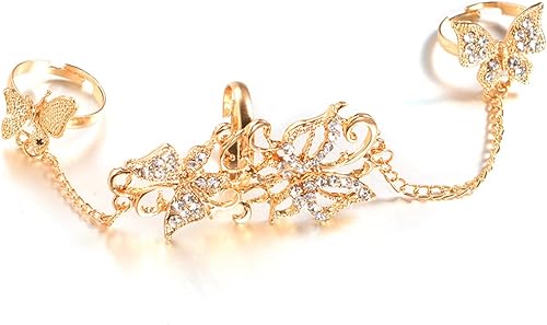 Miniatura 4 de Washranp Exquisito anillo de estilo fresco para mujer, anillos de amor, anillos de amor de moda con diamantes de imitación ahuecados de mariposa