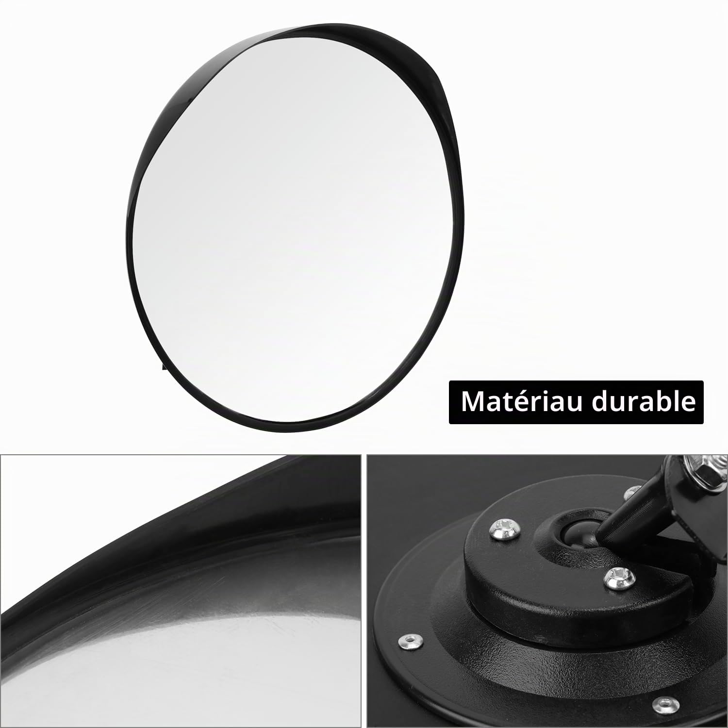 QWORK® Miroir Routier 40 cm, Miroir Convexe de Circulation, Miroir de Circulation pour Sorties, Miroir Convexe Grand Angle Réglable, pour Garage, Allée