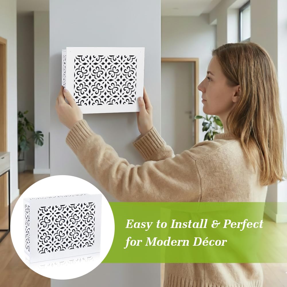 CUTHOLLOW Placca di copertura per campanello da parete interna, motivo floreale estetico in legno per casa, misura universale e facile da installare, solo scatola decorativa per campanello moderno