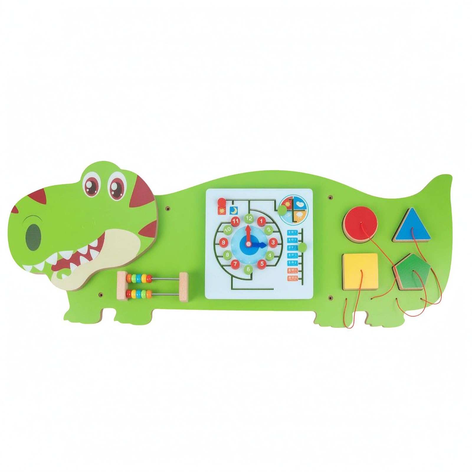 predolo Tablero Mural Madera Motricidad Fina Juguete Sensorial Pared Aprendizaje Temprano Juego Infantil para Niños Pequeños , Dinosaurio T-Rex 4.5KG