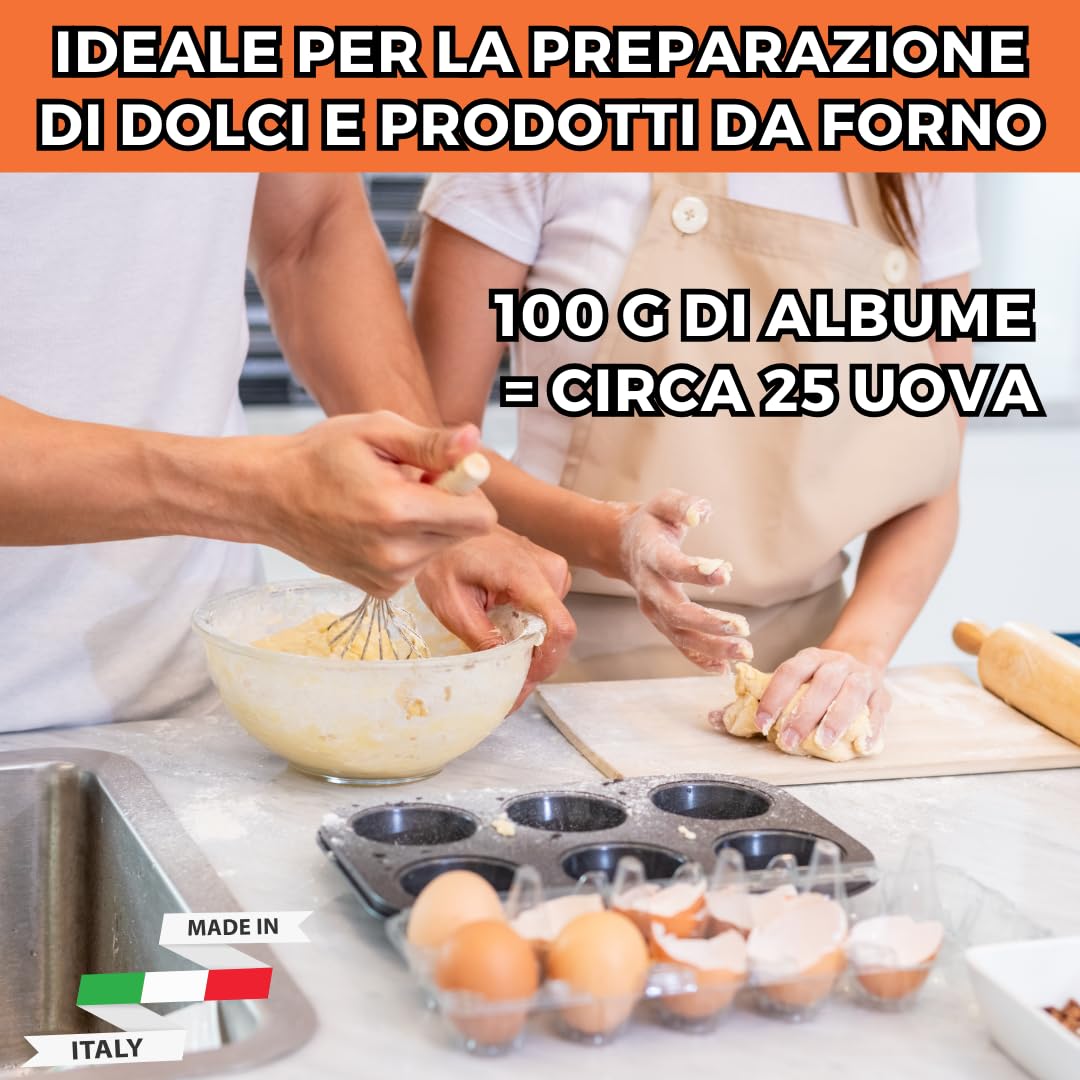 Albume D'uovo Montante in Polvere (Neutro, 500 G) Ottenuto da Uova Fresche di Gallina, Indicato per Preparazione di Dolci e Alimenti da Forno - Prodotti Alimentari Made in Italy