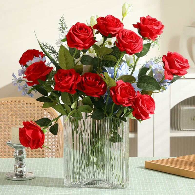 1/5/10/20 Stück künstliche Rosenblumen, Zweig, künstlich, rot, realistisch, künstliche Rose, Hochzeitsfeier, romantische Heimdekoration, Weiß, Dunkelrosa, 20 Stück