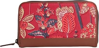 KALOOM Women’s Zip Wallet with Indie Modern Print | Vegan Leather & Canvas | Lightweight Organizer with Card Slots, Zip Po... Price In India