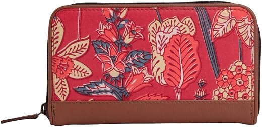 KALOOM Women’s Zip Wallet with Indie Modern Print | Vegan Leather & Canvas | Lightweight Organizer with Card Slots, Zip Po...