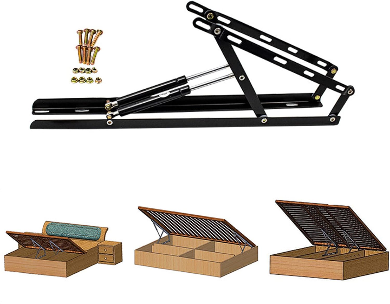 1 Pair Storage Bed Lift Mechanism,Sofa Bed Storage Lifting Hinge Spring