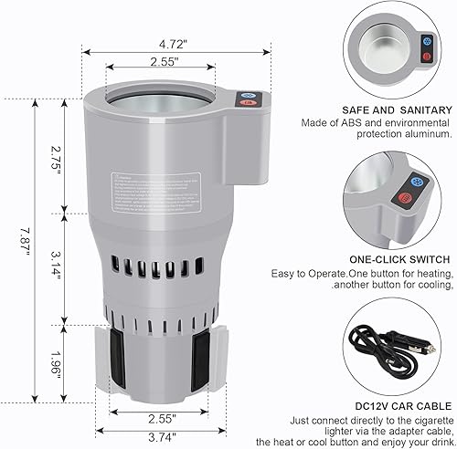 Miniatura 6 de Taza de café de viaje inteligente de 12 V/24 V con control de temperatura para automóvil/camión, taza de viaje eléctrica con calefacción y Taza