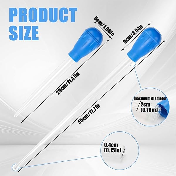Lot de 2 pipettes de 30 ml et 50 ml avec ballon, pipettes pour changement d'eau, alimentation des coraux - 2